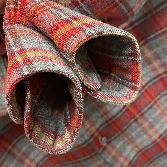 MARIANO RUBINACCI Italy Plaid Button Front Long Sleeve Shirt Red Grey 37 - Picture 8 of 9